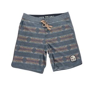 Howler Brothers Buja 8" Board Shorts Mens 34 Grey Southwestern Geometric Trunks
